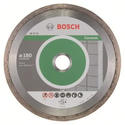 Bosch Diamanttrennscheibe 2608603233 | Standard for Ceramic | Ø 180 mm | Bohrung 22,23 mm | für Fliesen, Keramik