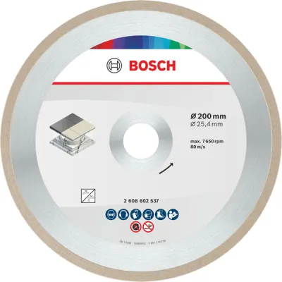 Bosch Diamanttrennscheibe 2608602537 | Standard for Ceramic | Ø 200 mm x 25,4 mm | Keramik, Porzellan, Feinsteinzeug