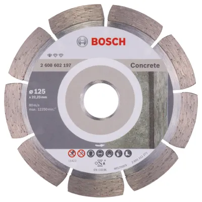 Bosch Diamanttrennscheibe 2608602197 | Standard for Concrete | 125 mm x 22,23 mm | für Beton | Winkelschleifer