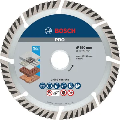 Bosch Diamanttrennscheibe 2608615062 | PRO Multi Material | Ø 150 mm | Beton & Stahlbeton | 10 Stück | Silber
