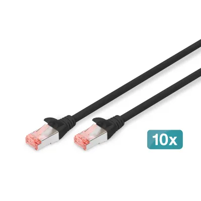 DIGITUS Patchkabel CAT 6 S/FTP DK-1644-050-BL-10 | 10 Stück | 5m Länge | RJ45 Stecker | LSZH | Schwarz