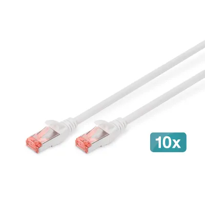 DIGITUS Patchkabel CAT 6 S/FTP DK-1644-050-WH | Netzwerk LAN Kabel | 5m | 10 Stück | RJ45 | Kupfer | LSZH | weiß