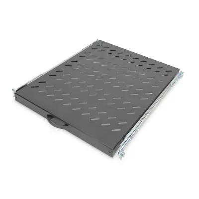 DIGITUS Ausziehbarer Fachboden DN-19 TRAY-2-800SW | 1HE | 19 Zoll | 800 mm Tiefe | 25 kg | perforiert | schwarz