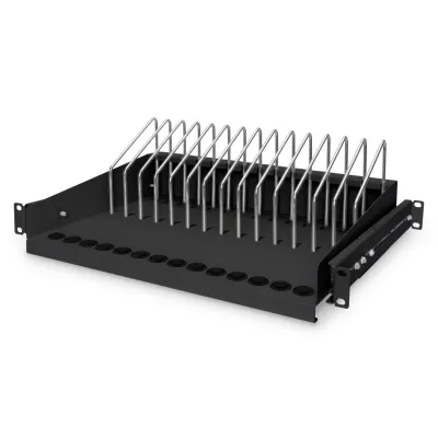 DIGITUS Ausziehbarer Fachboden DN-97665 | 19 Zoll 1HE | bis 14 Geräte | 50 kg | Stahl | schwarz RAL 9005