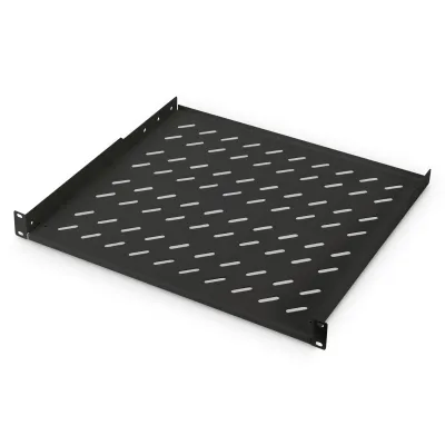 DIGITUS Fachboden DN-19 TRAY-1-400-SW | 1HE 19 Zoll Rack | 483x400mm | bis 15kg Traglast | perforiert | schwarz RAL9005