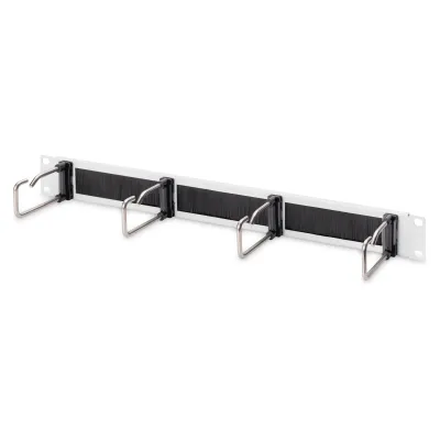 DIGITUS Kabelrangierpanel DN-97668 | 19" Kabelführung 1HE | Stahlbügel | Bürstenleiste | grau RAL 7035