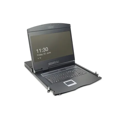 Digitus KVM Konsole DS-72211-3GE | 19" TFT 48,3cm | 16-Port KVM Switch | Touchpad | deutsche Tastatur | 1HE | schwarz
