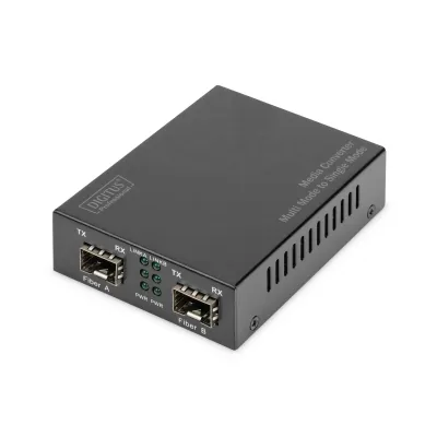 DIGITUS DN-82133 Gigabit Medienkonverter SFP | Multimode zu Singlemode | 1,25 Gbps | 850-1550 nm | schwarz