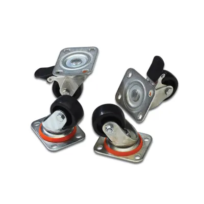 DIGITUS Laufrollen-Set DN-19 CASTOR | Netzwerkschrank Rollen 4 Stück | 2 feststellbar | 250kg Tragkraft | schwarz