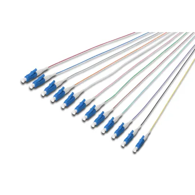 DIGITUS LWL-Pigtail-Set DK-29332-02 | LC Simplex | Singlemode OS2 | 2m | 12 Stück | farbcodiert | Loose Buffer