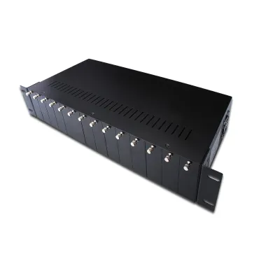 DIGITUS Medienkonverter Chassis DN-82000 | 14-Slot | 2HE | Dual redundante Netzteile | 19 Zoll Rackmontage | schwarz