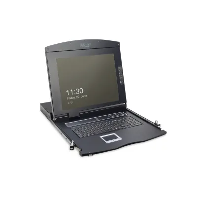 Digitus KVM Konsole DS-72210-2GE | 17" TFT 8-Port Switch | VGA | Touchpad | deutsche Tastatur | 1HE | schwarz