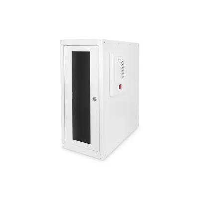 DIGITUS PC-Gehäuse DN-CC 9002 | SOHO PC-Schrank IP54 | Glastür | belüftet | 670x300x600mm | Stahl | grau RAL 7035