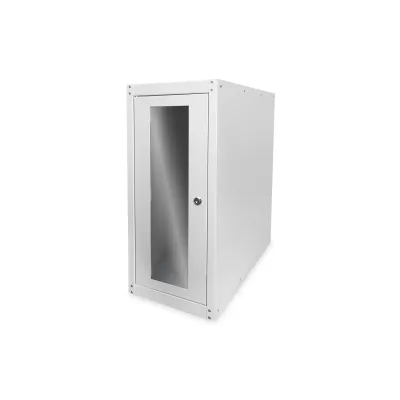 DIGITUS PC-Schrank DN-CC 9001 | Computergehäuse mit Rollen | abschließbare Glasfront | IP20 | 698,5x300x600mm | grau