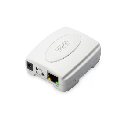 DIGITUS Printserver DN-13003-2 | USB 2.0 Netzwerk Druckerserver | 1x USB A | 1x RJ45 | Fast Ethernet | Weiß