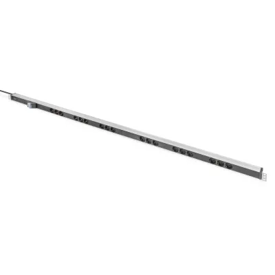 ASSMANN Steckdosenleiste A-19-STRIP42-1 | 18-fach 19 Zoll PDU | 42HE vertikal | Alu | 2m Kabel | 16A LSS | schwarz