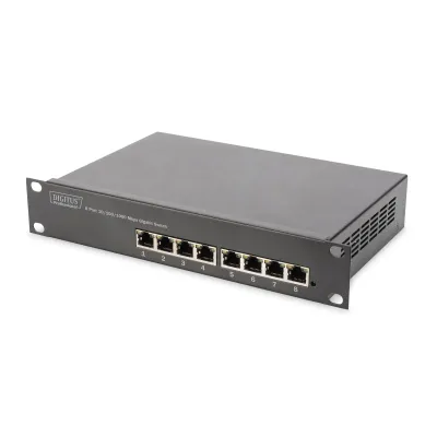 DIGITUS Gigabit Ethernet Switch DN-80114 | 8-Port | 10 Zoll Rackmount | unmanaged | lüfterlos | schwarz