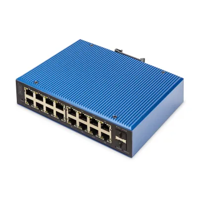 DIGITUS Netzwerk Switch DN-651158 | 16+2-Port L2 managed | Gigabit Ethernet | IP40 | Hutschienenmontage