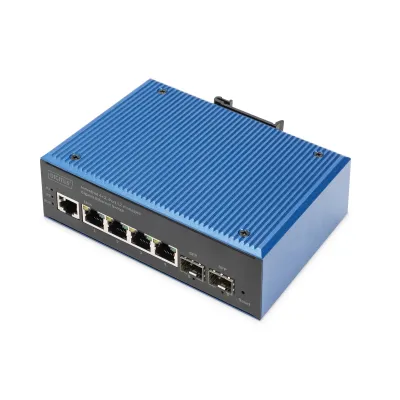 DIGITUS Netzwerk-Switch DN-651154 | 4+2-Port L2 managed | Gigabit Ethernet | Industrial | RJ45 & SFP | Hutschiene | IP40