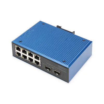 DIGITUS Netzwerk-Switch DN-651146 | 8+2-Port | Fast Ethernet | Industrie | Hutschiene | IP40 | -40°C bis 80°C