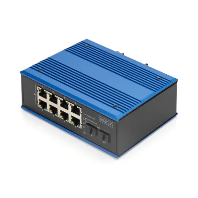 DIGITUS Netzwerk Switch DN-651151 | 8+2-Port Gigabit PoE+ | 8x RJ45 802.3at | 2x SFP | IP40 | Hutschiene | Industrial
