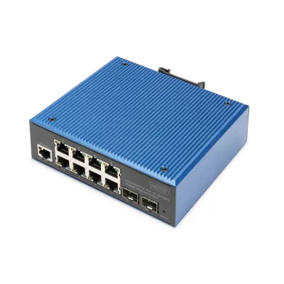 DIGITUS Netzwerk-Switch DN-651156 | 8+2 Port L2 managed | Gigabit Ethernet | Industrie | RJ45 & SFP | IP40 | Hutschiene