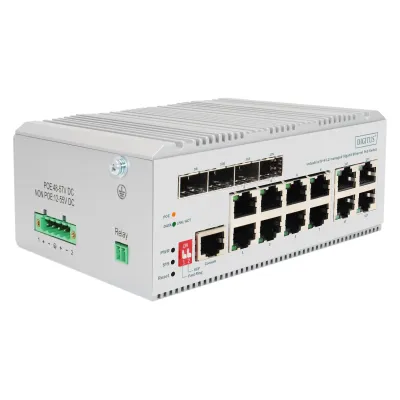 DIGITUS Switch 8 Port Gigabit PoE, L2 managed, 4 SFP Uplink