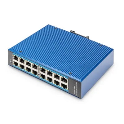 ASSMANN Digitus DN-651129 | 16-Port Gigabit Ethernet Switch Industrial | Unmanaged | RJ45 | Hutschienenmontage | IP40