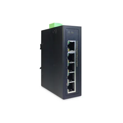 DIGITUS Industrieller 5-Port Gigabit Switch DN-651107 | Unmanaged | DIN-Rail | -40°C bis +75°C | IP40 | Schwarz