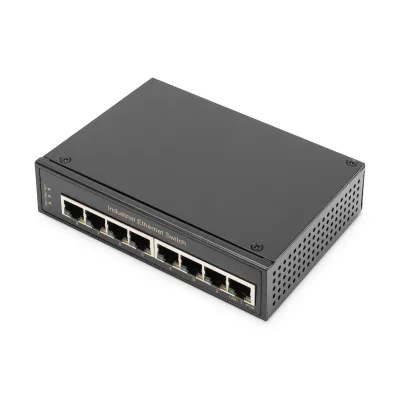 DIGITUS 8-Port Gigabit Switch DN-651108 | Unmanaged | DIN-Schiene | IP40 | Industrie-Switch | schwarz