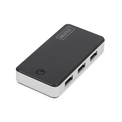 DIGITUS USB 3.0 Hub DA-70231 | 4-Port Tischgerät | 5 Gbps SuperSpeed | inkl. Netzteil | USB-A | schwarz/silber