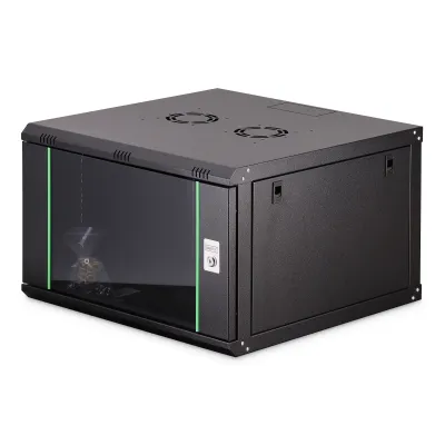 DIGITUS Netzwerk-Wandgehäuse DN-19 07U-6/6-EC-SW | 19 Zoll 7HE | 600x600 mm | Glasfront | abschließbar | schwarz