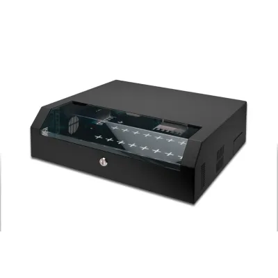 DIGITUS Wandgehäuse SOHO Slim DN-19 04U-PB-B | 19 Zoll Wandschrank | 3HE drehbar, 2HE fix | 145x500x474 mm | schwarz
