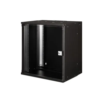 DIGITUS Wandgehäuse SOHO PRO DN-49207 | 12HE 19 Zoll Netzwerkschrank | 595x540x400 mm | max. 60 kg | Glasfront | schwarz