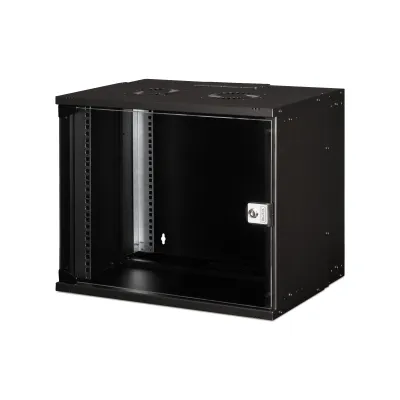 DIGITUS Wandgehäuse SOHO PRO DN-49205 | 19 Zoll Netzwerkschrank 9HE | 460x540x400 mm | Glas-Fronttür | schwarz