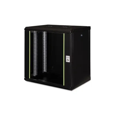 DIGITUS 19" Wandschrank DN-19 12-U-SW | 12HE | 600x450mm | Stahl | Glastür | RAL9005 schwarz
