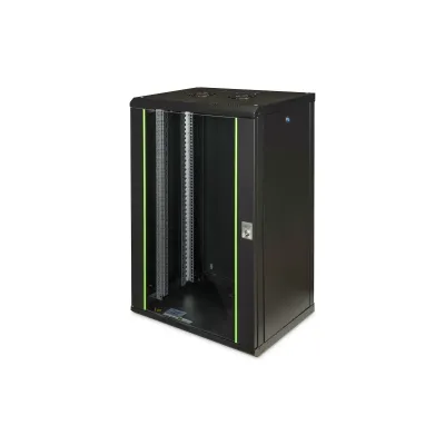 DIGITUS Wandgehäuse 19" DN-19 20-U-SW | Netzwerk-/Serverschrank 20HE | 600x450x998mm | Glasfront | Schwarz RAL 9005