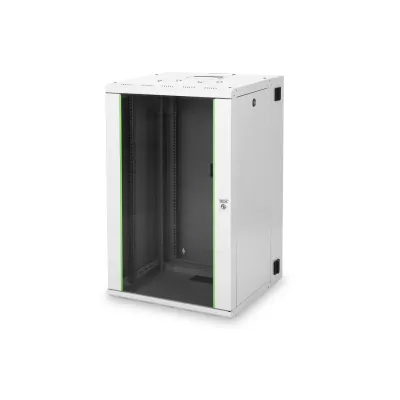 DIGITUS Wandschrank DN-19 20-U-3 | 19 Zoll Netzwerkschrank 20HE | schwenkbar | Glastür | 998x600x600 mm | grau RAL7035