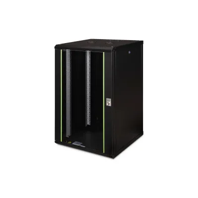 DIGITUS Wandgehäuse Unique DN-19 20U-6/6-SW | 20HE | 998x600x600 mm | Stahl | Glastür abschließbar | schwarz RAL9005