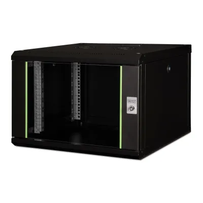 DIGITUS Wandgehäuse DN-19 07U-6/6-SW | 19 Zoll Netzwerkschrank | 7HE | 600x600x420 mm | Stahl | Schwarz RAL9005