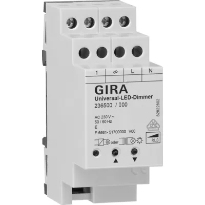 GIRA Universal-LED-Dimmer REG 236500 | System 3000 | 230V | für Glüh- & HV-Halogenlampen | Klickbefestigung