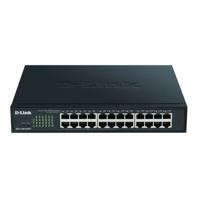 D-Link Switch DGS-1100-24PV2/E | 24-Port Gigabit | Smart Managed | 12x PoE+ | lüfterlos | 19 Zoll | Metall