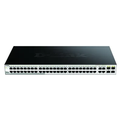 D-Link Gigabit Smart Switch DGS-1210-52/E | 52 Port | 48x RJ45 | 4x SFP | Layer 2 | Rackmount | Lüfterlos | Schwarz/Grau