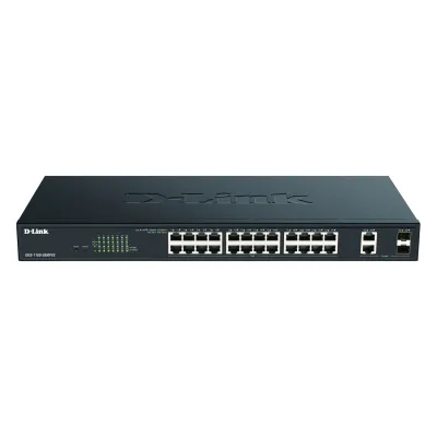 D-Link Gigabit Smart Switch DGS-1100-26MPV2/E | 26-Port Managed | 24x PoE+ (370W) | 2x SFP | Rackmount | Schwarz