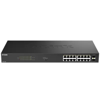 D-Link Netzwerk Switch DGS-1018P/E | 18-Port Gigabit PoE+ | 16x PoE+ | 2x SFP | 240W | unmanaged | Rackmount