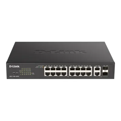 D-Link Netzwerk Switch DGS-1100-18PV2 | 18-Port | Gigabit | Layer2 | PoE+ | 16x RJ45 | 2x SFP | 130W | Rackmount