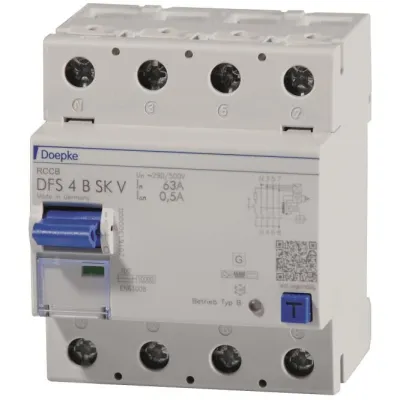 Doepke FI-Schutzschalter DFS4 063-4/0,03-B | Typ B | 4-polig | 500V | 63A | 30mA | kurzzeitverzögert