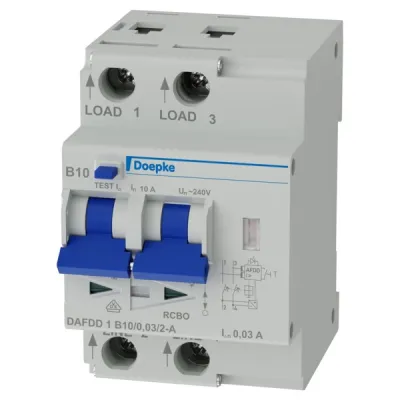 Doepke Brandschutzschalter DAFDD 1 B10/0,03/2-A | 2-polig | 10A | 30mA Typ A | 240V | B-Charakteristik | RCBO FI/LS