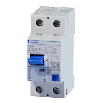 Doepke Fehlerstromschutzschalter DFS2 40A | FI-Schalter Typ F | 2-polig | 30mA | 230V | DIN-Schiene | IP20