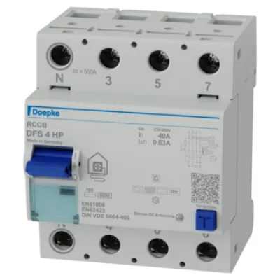 DOEPKE FI-Schutzschalter DFS4 040-4/0,03-HP | RCCB Typ B+ | 4-polig | 40A | 0,03A | 400V | allstromsensitiv | Wärmepumpe